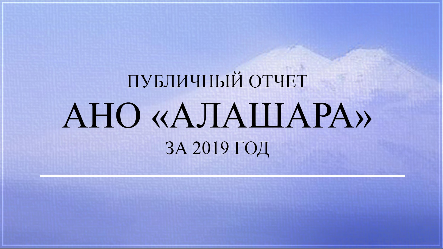 Публичный отчет АНО "Алашара" за 2019 год